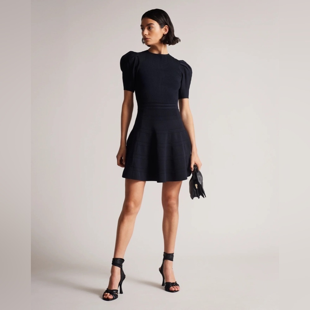 Velvey
Puff Sleeve Dress With Engineered Skirt​​ NWOT